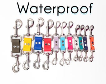 Biothane Waterproof Harness to Collar Safety Clip, 3 widths, 14 colors, safeties, backup, connector
