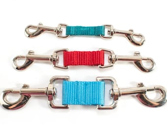 Harness to Collar Safety Clip, 3 widths, 25+ colors, safeties, backup, connector - ships quickly!