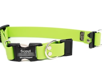 BREAKAWAY Personalized Biothane Lime Green Dog Collar | Waterproof | Stink proof | Vegan Leather | High Visibility