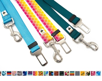 Dog Seat Belt Tether, adjustable, universal, 40+ colors & prints, free shipping