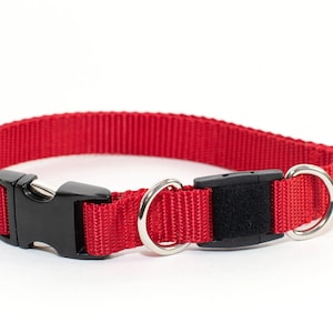 Personalized BREAKAWAY Safety Dog Collar in Red, Tagless, CNC Engraved ID Buckle