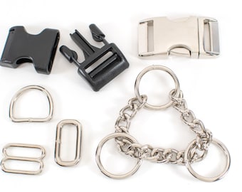 Dog Collar Hardware - Martingale Hardware - D rings - Buckles - Slides - Rectangle Rings