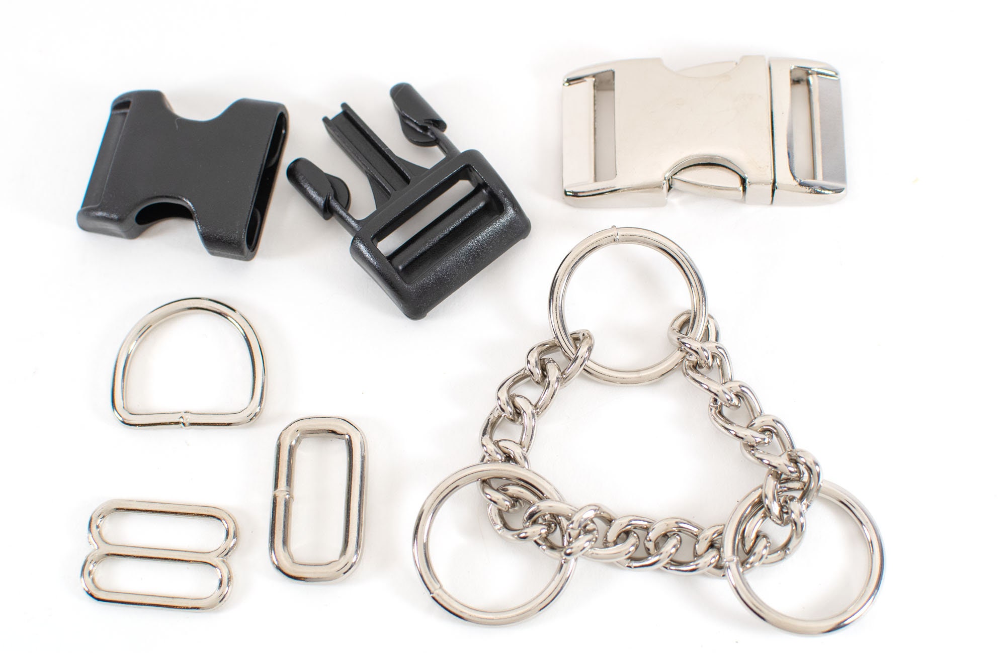 1 yard webbing 25mm silver-tone Metal dog collar hardware kit 1 yard webbing 25mm silver-tone Metal dog collar hardware kit