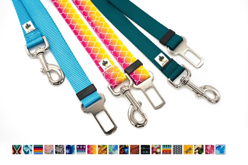 Dog Seat Belt Tether, adjustable, universal, 40 colors & prints, free shipping image 1