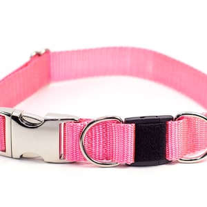Personalized BREAKAWAY Safety Dog Collar in Light Pink Tagless, CNC Engraved Aluminum ID Buckle