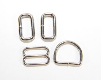 1 yard webbing 25mm silver-tone Metal dog collar hardware kit 1 yard webbing 25mm silver-tone Metal dog collar hardware kit