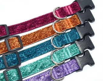 Sparkle - Metallic - BLING - 6 colors - 3/4" Flat Dog Collar