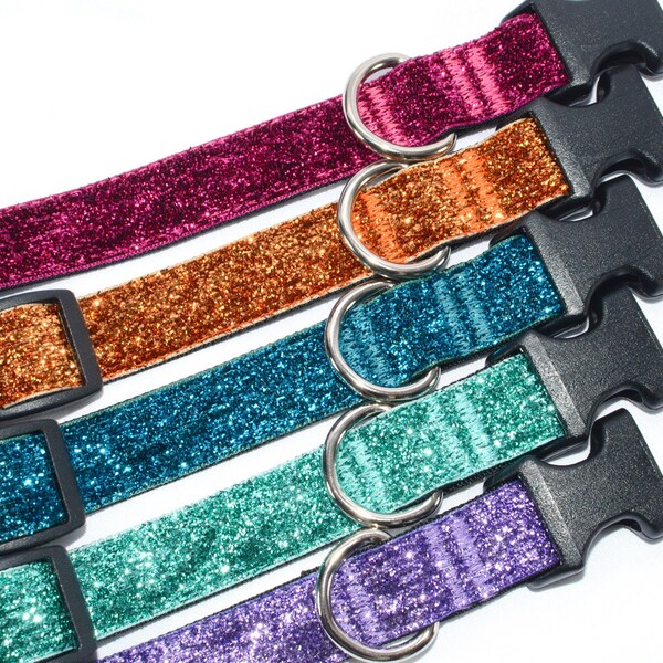 Sparkle - Metallic - BLING - 6 colors - 3/4" Flat Dog Collar