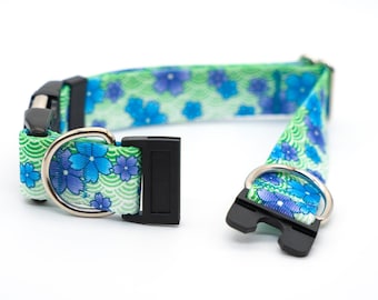 BREAKAWAY Personalized "April Blossoms" Dog Collar - safety collar, floral, geometric, flowers, colorful
