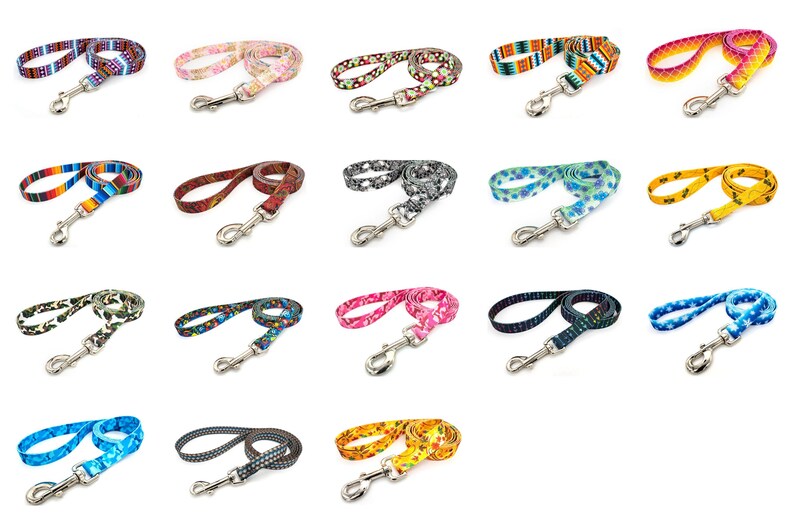 Patterned webbing leashes - 30+ vibrant prints, any length, 4 widths, great for all sizes of dogs imagen 10