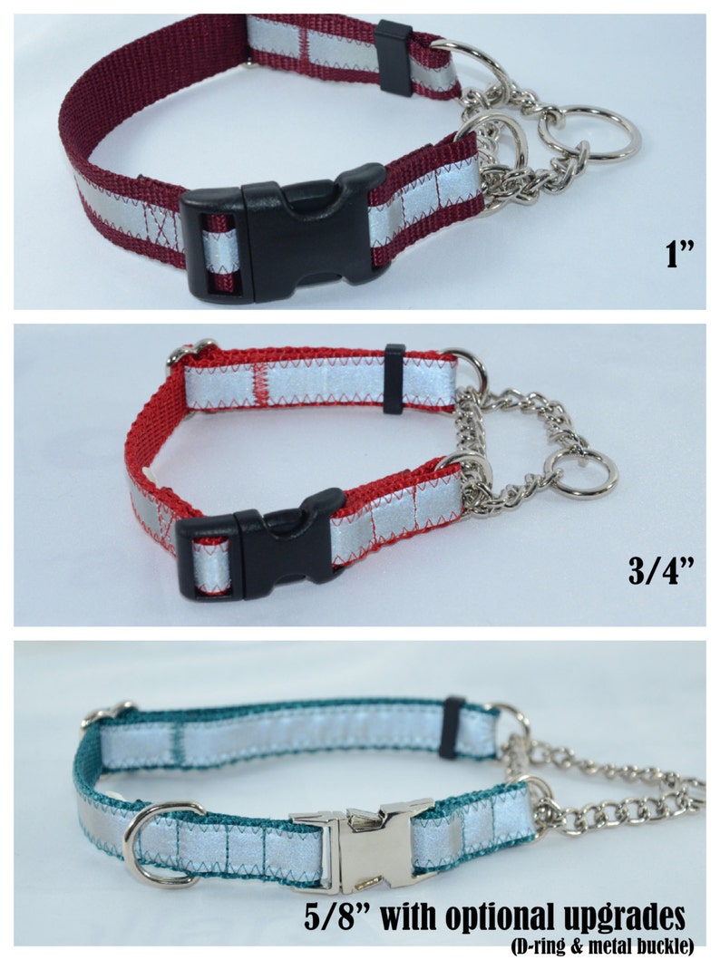 Reflective QuickRelease CHAIN Martingale Dog Collar many Etsy