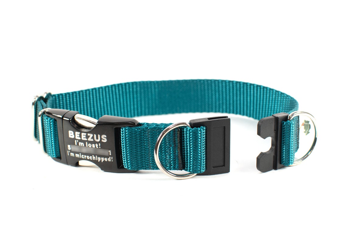 Personalized BREAKAWAY Safety Dog Collar in Teal Tagless CNC Etsy
