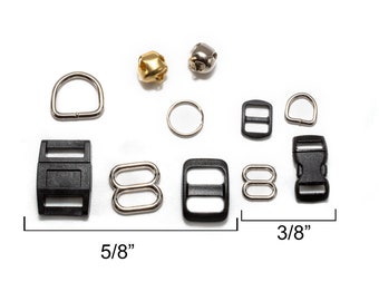 BREAKAWAY Cat Collar Hardware Kit - D rings, buckle, slide, bell