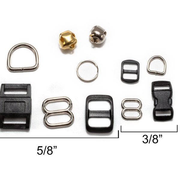 BREAKAWAY Cat Collar Hardware Kit - D rings, buckle, slide, bell
