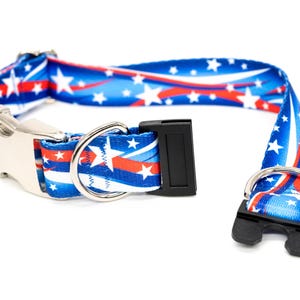 BREAKAWAY Personalized &quot;Americana&quot; Dog Collar - safety collar, USA flag, patriotic, glory, freedom, stars and stripes