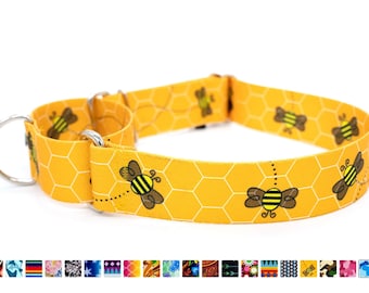 PRINTS - Martingale Dog Collar, strong welded hardware - 30 patterns, 4 widths