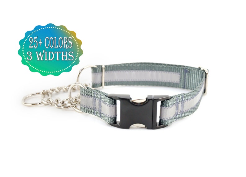 Reflective QuickRelease CHAIN Martingale Dog Collar many Etsy