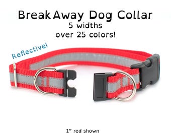 Reflective BREAKAWAY Safety Dog Collar | Personalized Plastic Buckle | many colors - any size - MADE to ORDER