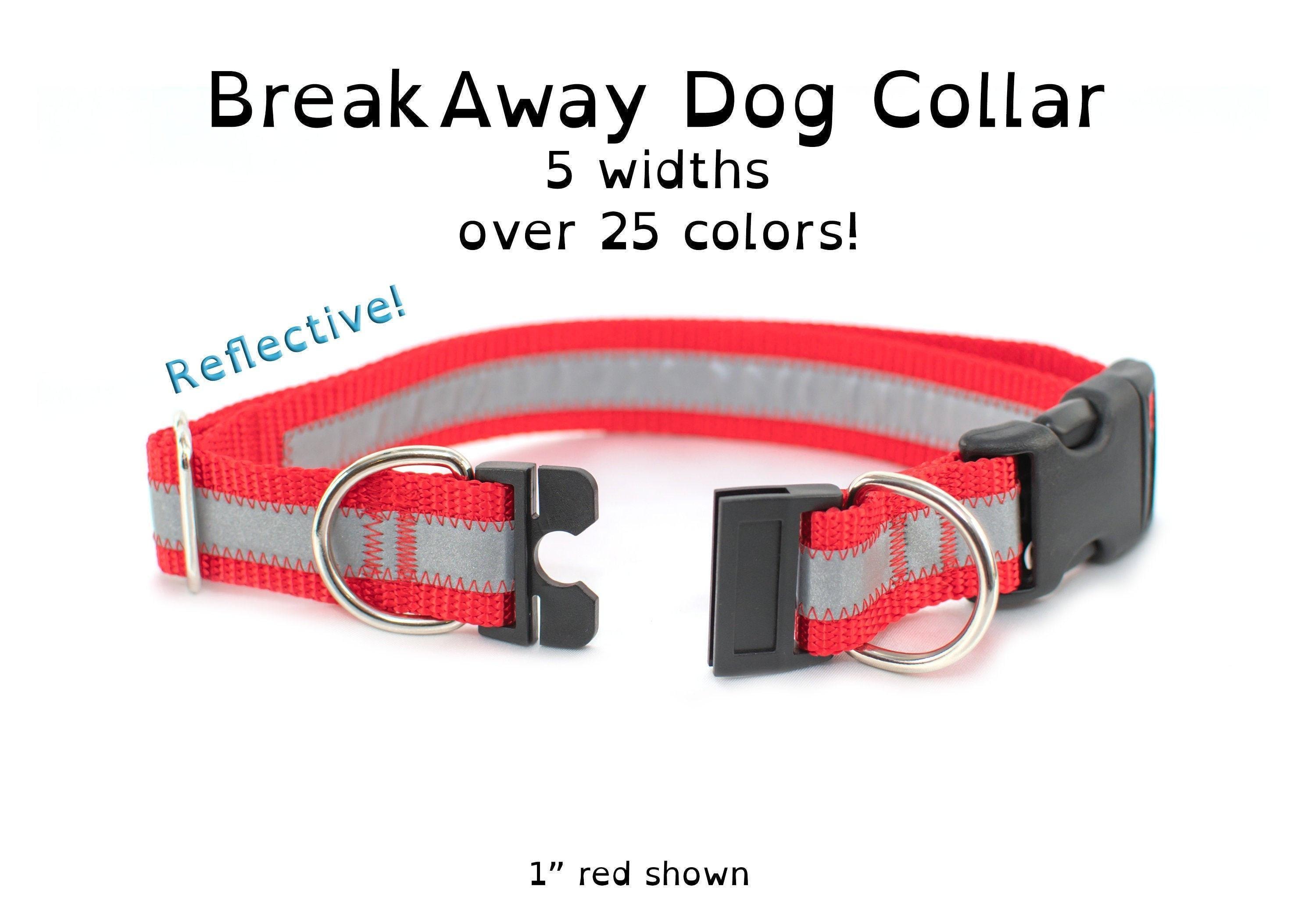 Reflective Breakaway Safety Dog Collar | Personalized Plastic Buckle Many Colors - Any Size Made To Order