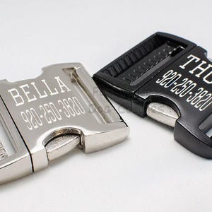 Personalized engraved Dog Collar Buckle, metal ID buckle, engraved plastic quick clip buckles