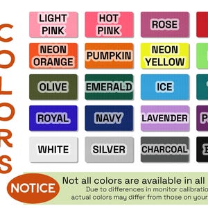 a bunch of different colored labels on a white background