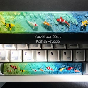 Green spacebar koifish keycaps, custom keycaps koi, artisan koi keycaps OEM profile For Cherry MX Mechanical Keyboard, Custom keycap