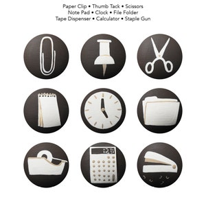 Hand Painted Knobs - Office Work Room Theme Cabinet or Drawer Knob Pulls or Nail Covers for Art