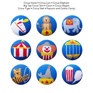 Hand Painted Knob - Children&#39;s Custom Hand Painted Big Top Circus Drawer Knobs Pulls or Nail Covers for Kids