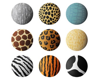 Puxadores pintados à mão - Puxadores de gaveta personalizados para crianças, pintados à mão, estilo selva, com estampa de animal e pele de réptil, puxadores ou protetores de unhas para crianças