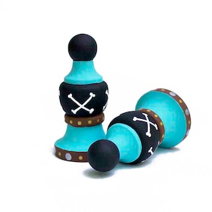 Finials - Pair of Custom Hand Painted Finials for Curtain Rod - Pirate or Any Theme