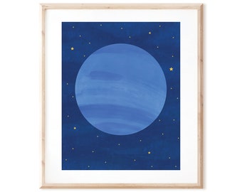Planet Neptune - Outer Space Art - Printable Art from Original Hand Painted Designs - Instant Digital Download - DIY Wall Art Print