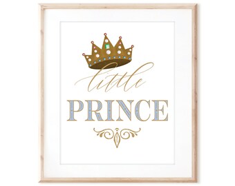 Little Prince - Gold Crown - Printable Art from Original Hand Painted Designs - Instant Digital Download - DIY Wall Art Print