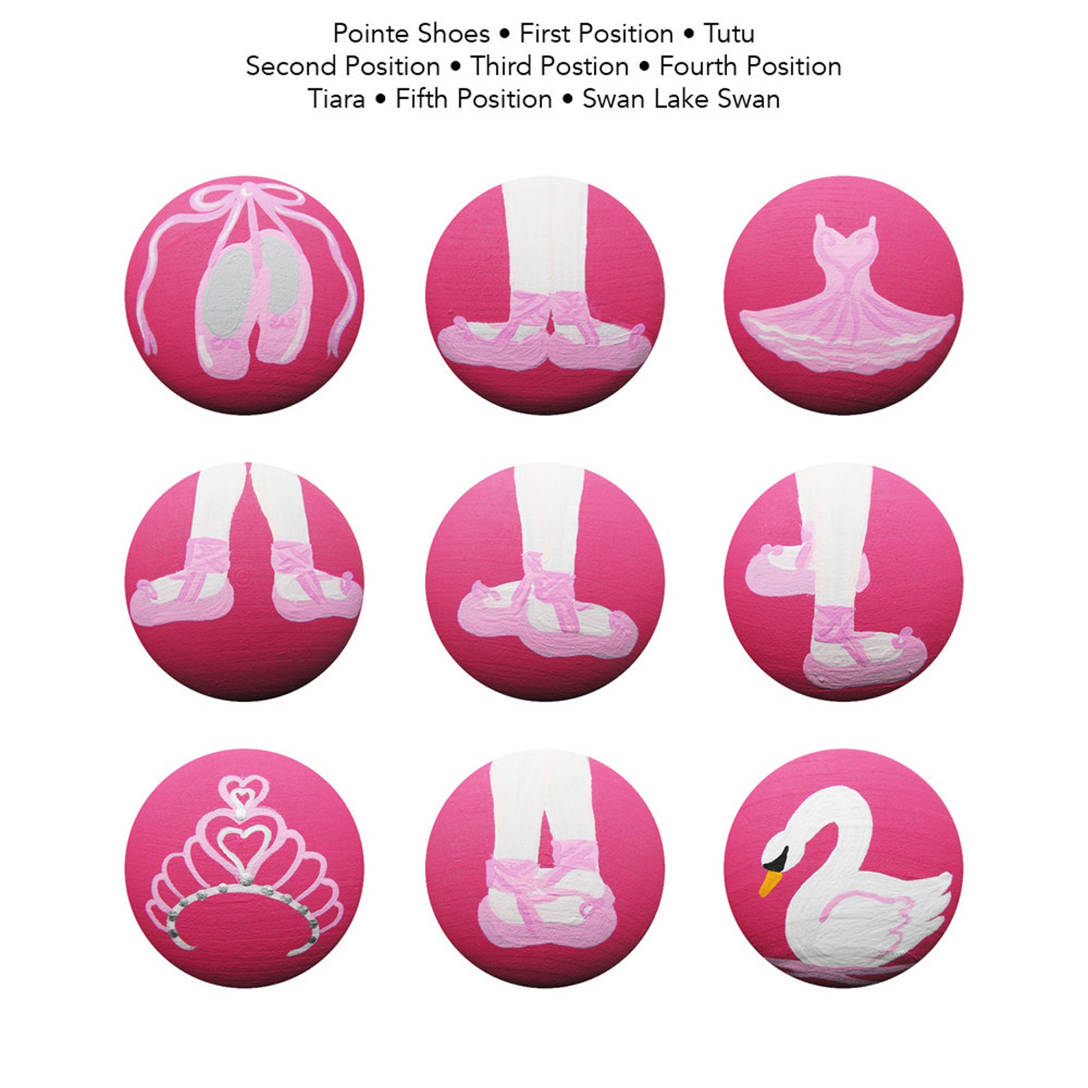 hand painted handle - children's custom ballerina ballet handles or drawer pulls for kids in any size