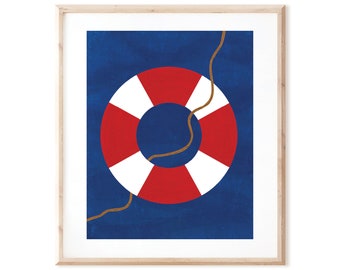 Life Preserver Print - Nautical Ocean Art - Printable Art from Original Hand Painted Designs - Instant Digital Download - DIY Wall Art Print