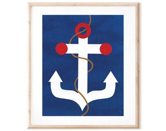Anchor Print - Nautical Ocean Art - Printable Art from Original Hand Painted Designs - Instant Digital Download - DIY Wall Art Print