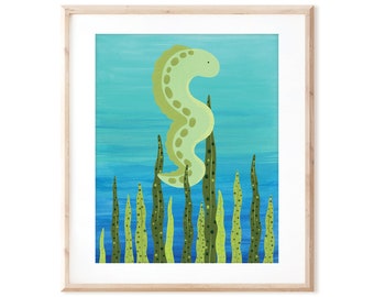 Cute Little Eel - Ocean Art - Printable Art from Original Hand Painted Designs - Instant Digital Download - DIY Wall Art Print
