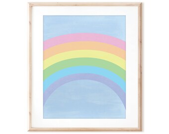 Pastel Rainbow - You are my Sunshine - Printable Art from Original Hand Painted Designs - Instant Digital Download - DIY Wall Art Print