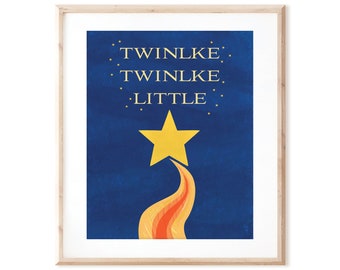 Twinkle Twinkle Little Star - Shooting Star - Printable Art from Original Hand Painted Designs - Digital Download - DIY Wall Art Print