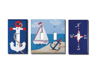 Switch Plate - Custom Hand Painted Wooden Light Switch or Electrical Cover Nautical Beach Ocean or Any Theme