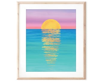 Sunset on the Beach - Ocean Art - Printable Art from Original Hand Painted Designs - Instant Digital Download - DIY Wall Art Print
