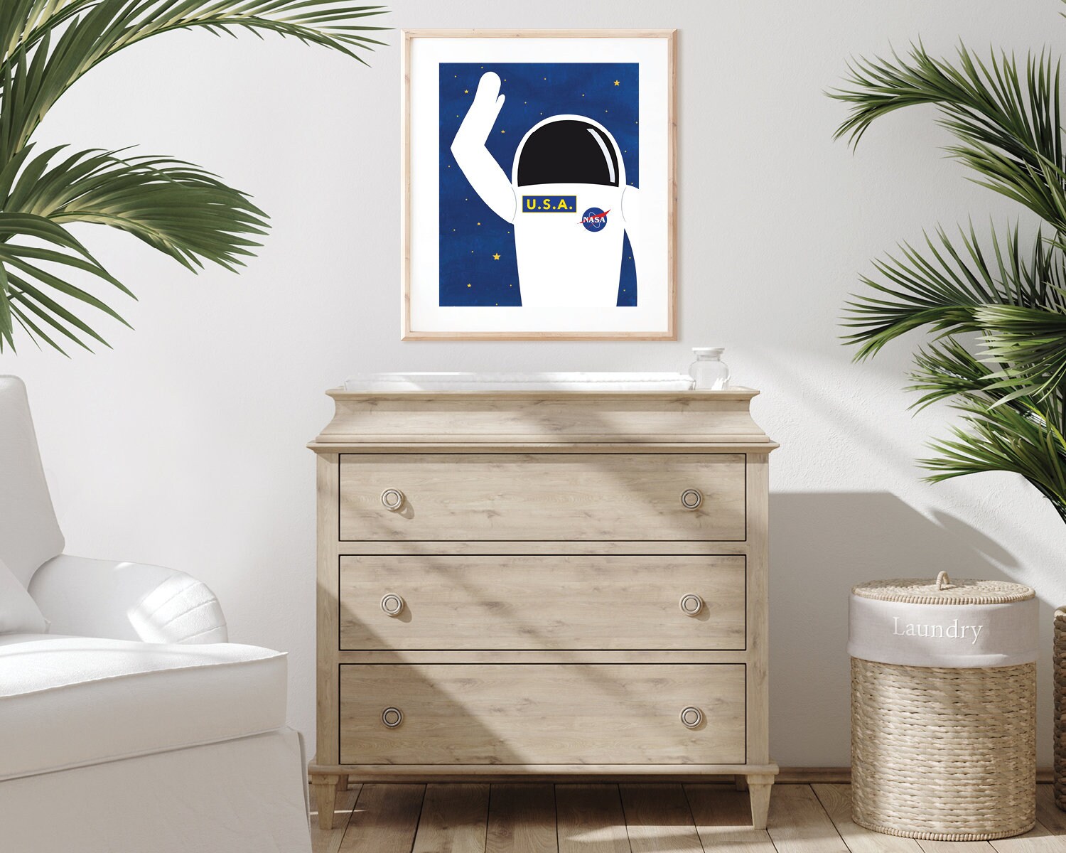 Waving Astronaut - Outer Space Art - Printable Art From Original Hand ...
