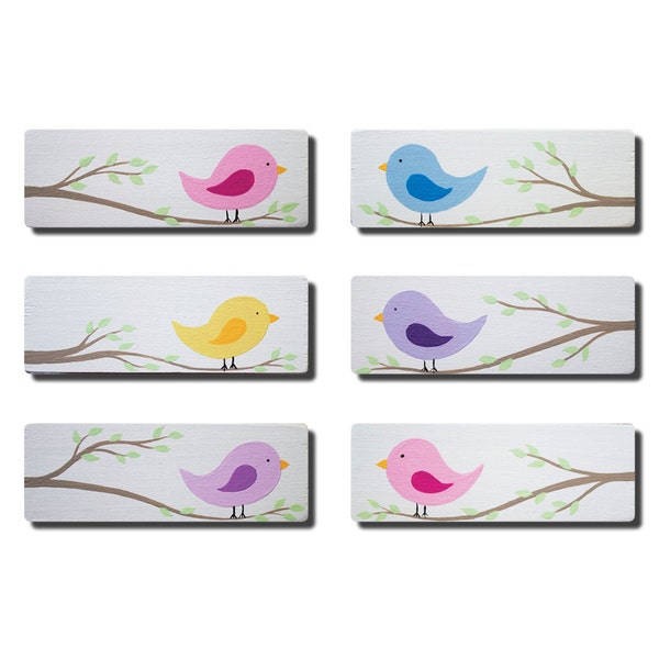 Hand Painted Handle - Children's Custom Hand Painted Sweet Little Bird Cabinet Drawer Handle Pull for Kids in ANY Size