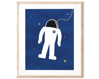 Astronaut - Outer Space Art - Printable Art from Original Hand Painted Designs - Instant Digital Download - DIY Wall Art Print