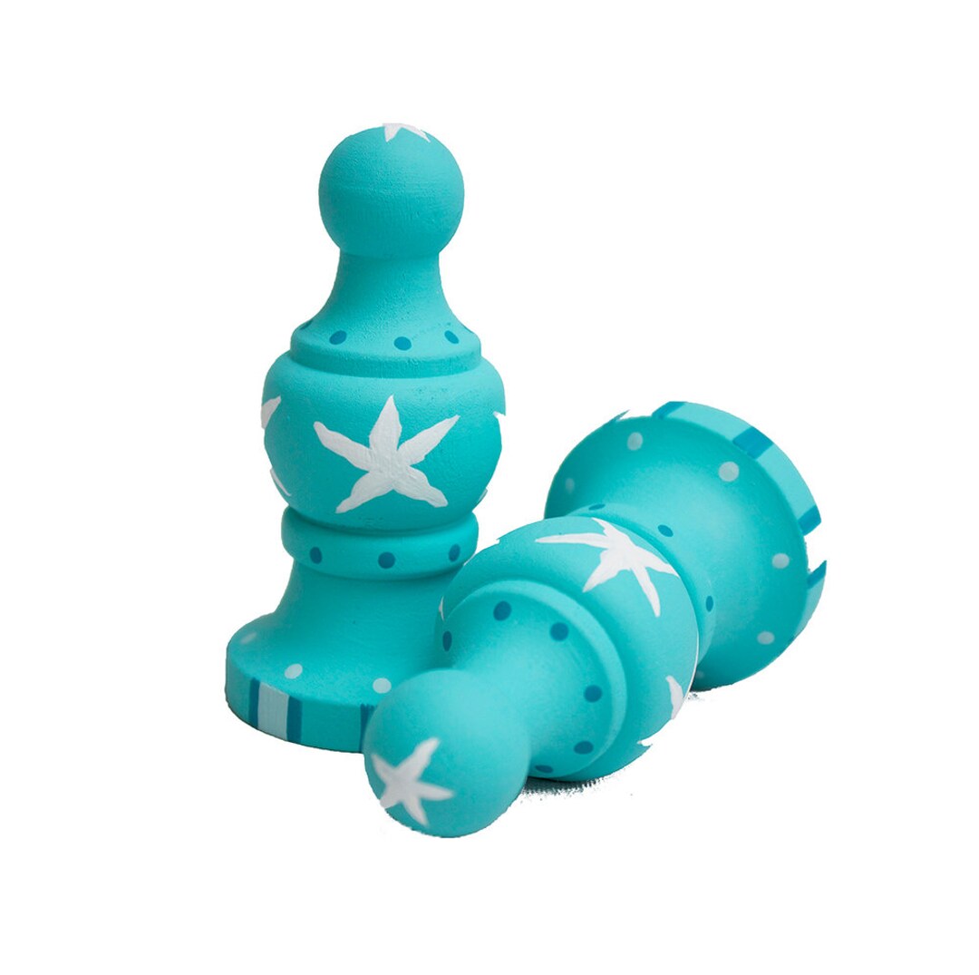 Finials Pair of Custom Hand Painted Finials for Curtain Rod Tropical