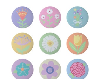 Hand Painted Knob - Children's Custom Hand Painted Sweet Floral Pastel Flower Drawer Knobs Pulls or Nail Covers for Kids