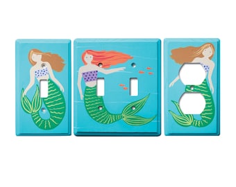 Switch Plate - Custom Hand Painted Wooden Light Switch or Electrical Cover Plate Mermaid or Any Theme