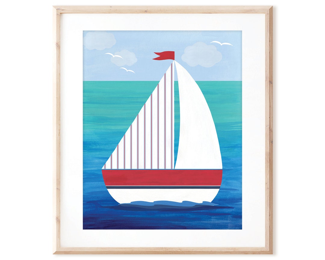 Sailboat Print - Nautical Ocean Art - Printable Art From Original Hand ...