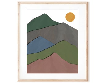 Mountain Print - Outdoor Adventure - Printable Art from Original Hand Painted Designs - Instant Digital Download - DIY Wall Art Print