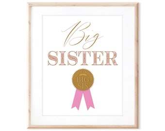 Officially Promoted to Big Sister - Award Certificate - Printable Art - Instant Digital Download - DIY Wall Art Print
