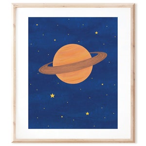 Planet Saturn - Outer Space Art - Printable Art from Original Hand Painted Designs - Instant Digital Download - DIY Wall Art Print
